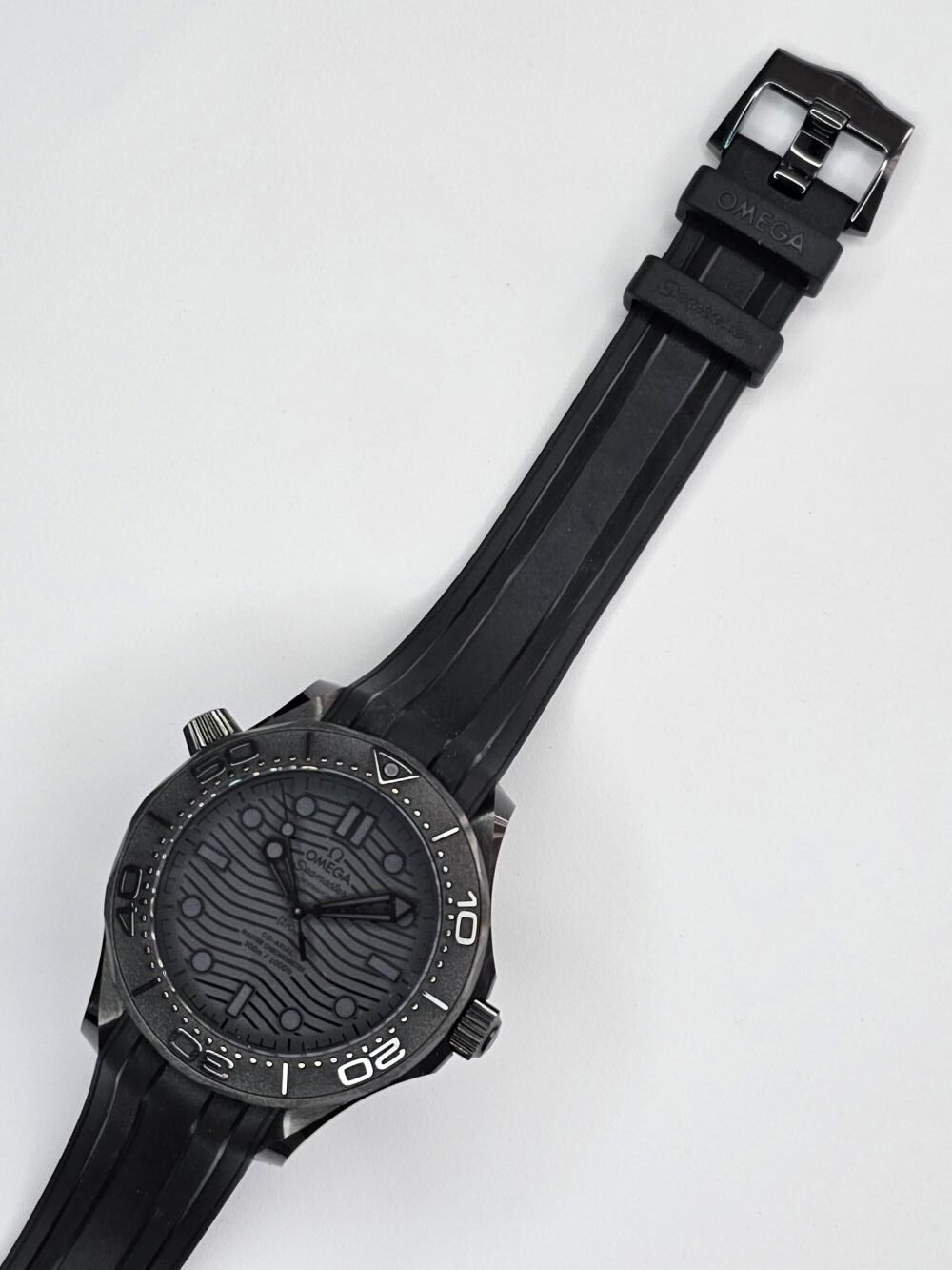 Omega Seamaster 300 black ceramic watch black dial black rubber