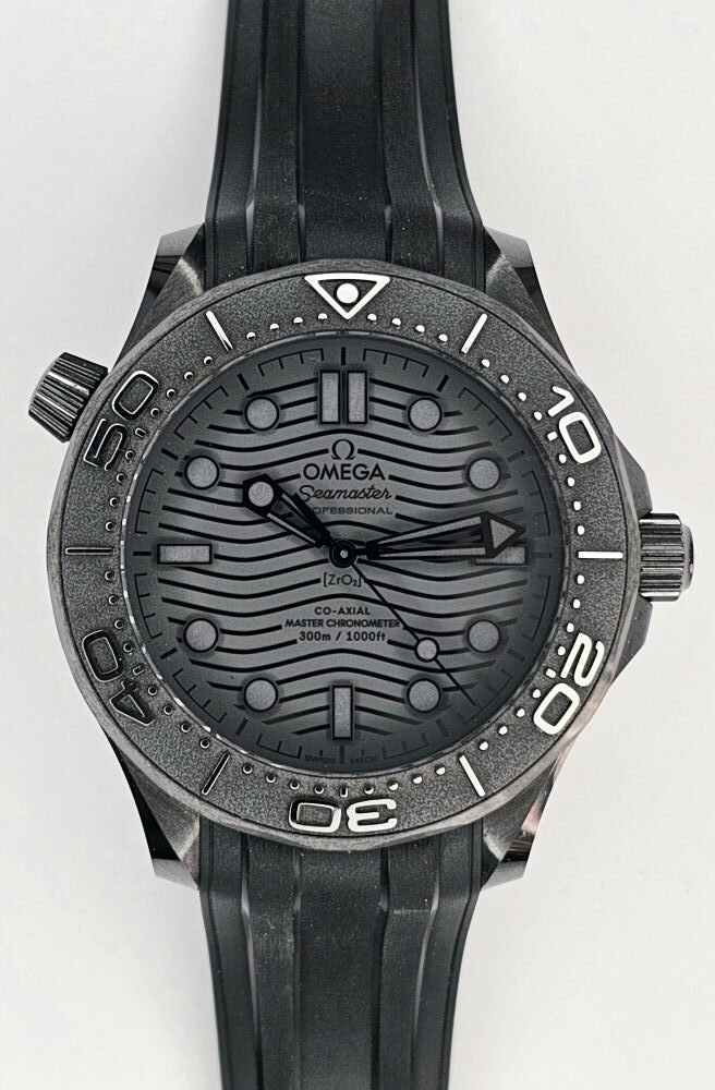 Omega Seamaster 300 black ceramic watch black dial black rubber
